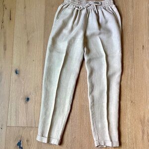 NWOT J.Crew SZ 00 Women's Flax Linen Cuffed Pull-On Drawstring Ankle Pants
